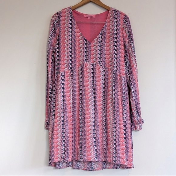 Simply Southern Dresses & Skirts - NWT Simply‎ Southern Pink Multicolor Shell Print Long Sleeve Dress Size L